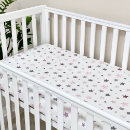 Husa saltea patuț bebe copii din bumbac 120 x 60 cm, Stelute roz-gri (5)